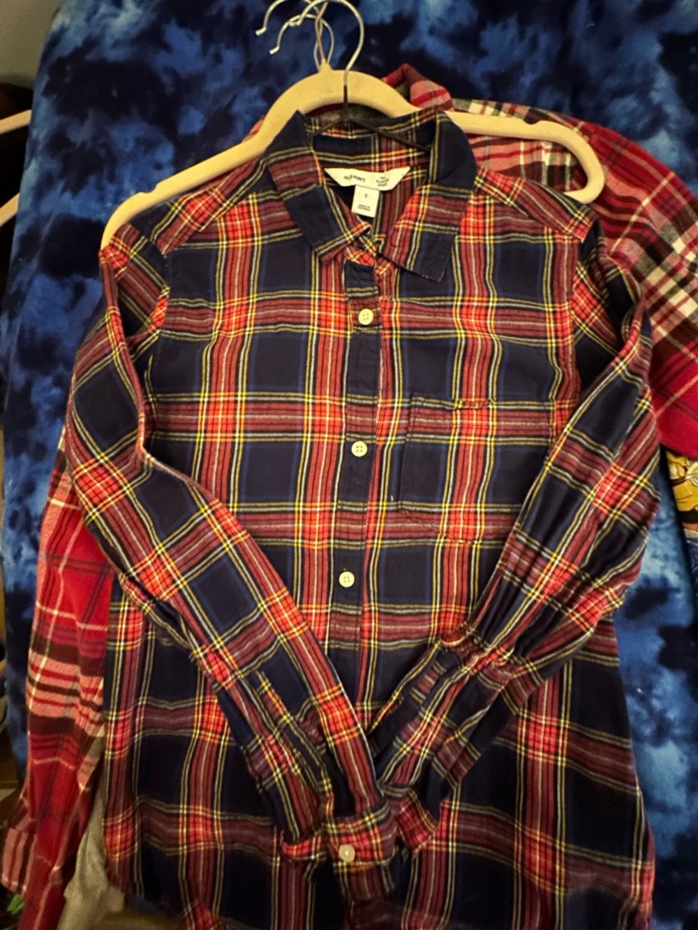 Old Navy Navy & Red Plaid Button-Down Shirt